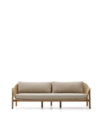 Beige Galea Sofa i Teak og Rattan – Elegant Hjemmeindretning