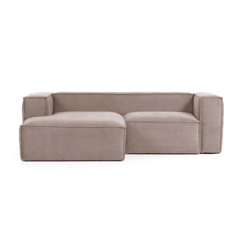 Kave Home Blok Sofa med Chaiselong i Rosa Fløjl - Stil og Komfort