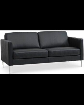Elegant 2-personers sort lædersofa – Stil og komfort til stuen