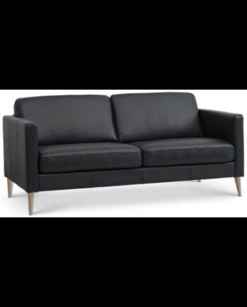 Elegant 2-Personers Sofa i Sort Læder – Tidløs Elegance!