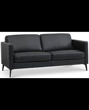 Elegant 2-Personers Sofa i Sort Læder – Modern Design