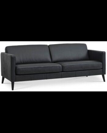 Elegant 3-Personers Sofa i Sort Læder på Udsalg!