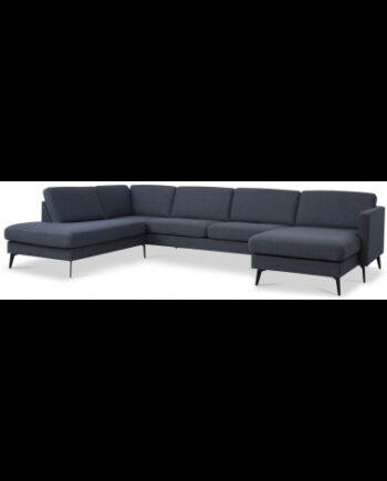 Moderne Navy U-sofa i Polyester – Elegant Stueindretning