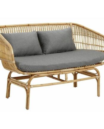 Elegant Bali Rattan Sofa med Hynder – Naturgrå Tilbud
