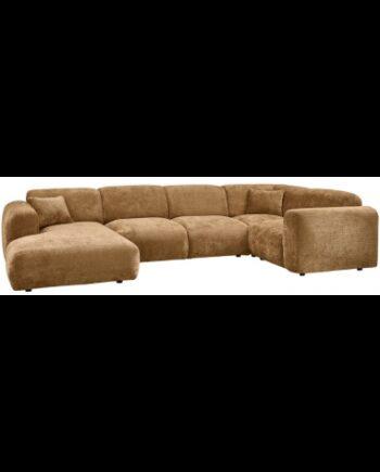 Elegant Højrevendt U-sofa i Honninggul Chenille