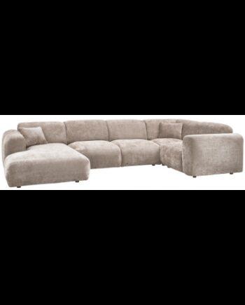 Luksuriøs højrevendt U-sofa i chenille til stuen