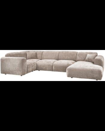 Moderne venstrevendt chenille sofa i naturfarve til stuen