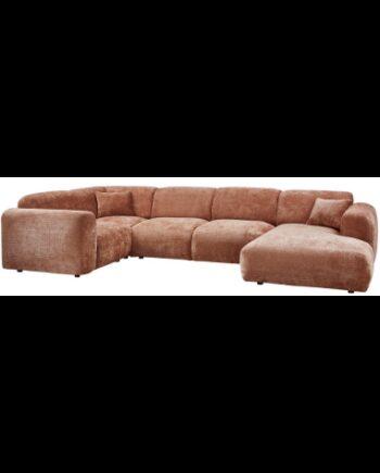 Moderne Venstrevendt Chenille Sofa i Terracotta - Udsalg!