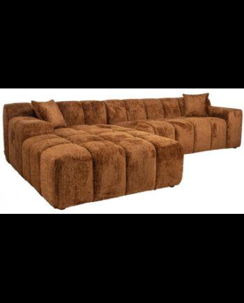 Elegant Chaiselong Sofa i Kanelfarvet Chenille til Salg
