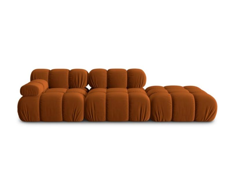 Elegant Modulsofa i Sort med Orange Fløjl – Stilfuld Løsning