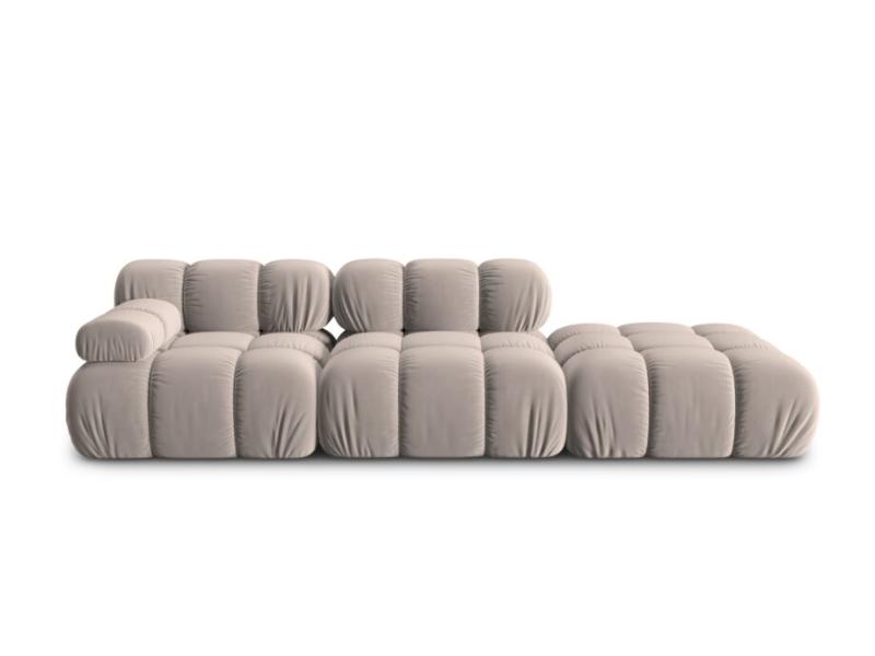 Elegant Beige Fløjl Modulsofa - Højre Sæde Tilbud!