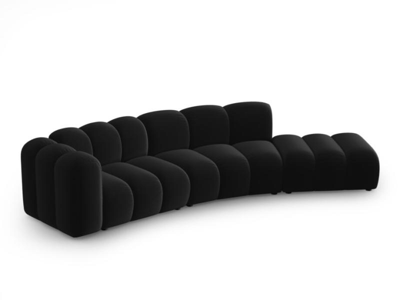 Elegant Sort Fløjl Modulsofa - Stilfuld Komfort til Hjemmet