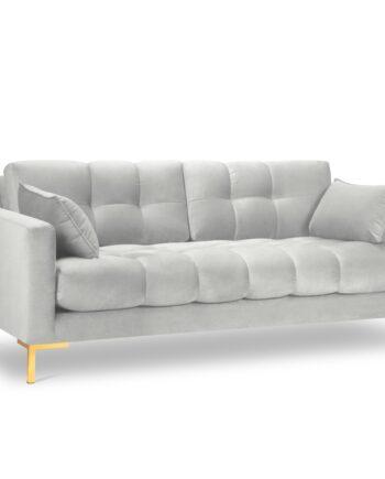 Elegant Micadoni Mamaia Sofa i Sølv Fløjl med Guld Detaljer