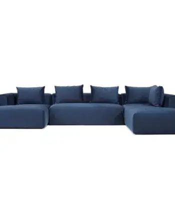 Luksuriøs Blå Højrevendt U-sofa – Stilfuld Elegance