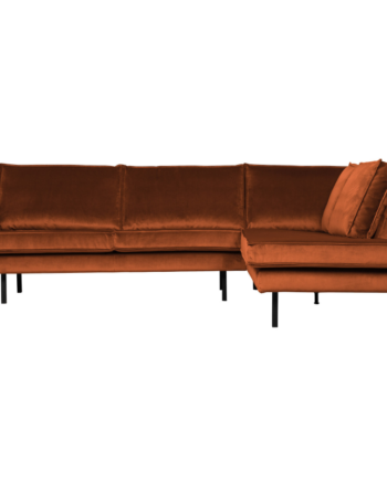 Elegant Hjørnesofa i Rustfarvet Velour – Udsalg!