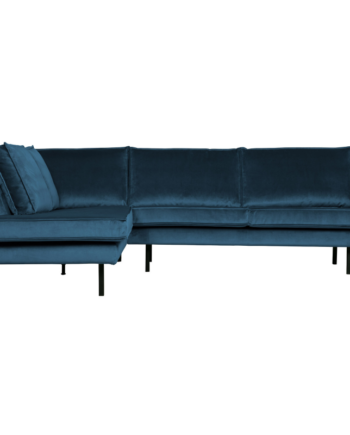 Elegant Venstrevendt Hjørnesofa i Blå Velour - Stilfuld Komfort
