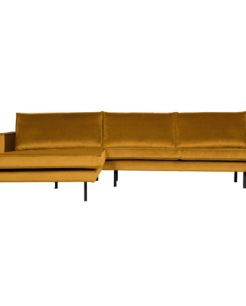 Elegant Gul Velour Chaiselong - Venstrevendt Stuemøbel