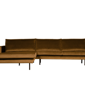 Elegant Venstrevendt Chaiselong i Honninggul Velour
