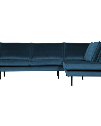 Elegant Hjørnesofa i Blå Velour – Stilfuld Stueopgradering