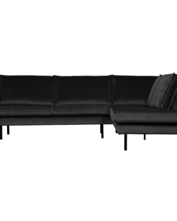 Elegant Højrevendt Grå Velour Hjørnesofa til Stuen