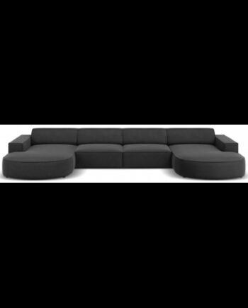 Moderne Jodie U-sofa i sort og grå velour – Fantastisk tilbud!