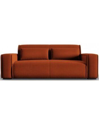 Elegant 3-personers sofa i murstensrød velour til stuen