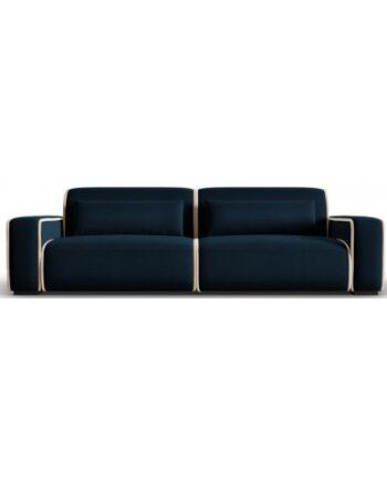 Lina 4-personers Sofa i Lys Beige og Blå Velour - Tilbud!