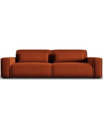 Moderne Murstensrød Velour Sofa til 4 Personer