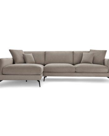 Elegant Sort Maggie Sofa med Venstre Chaiselong og Puder