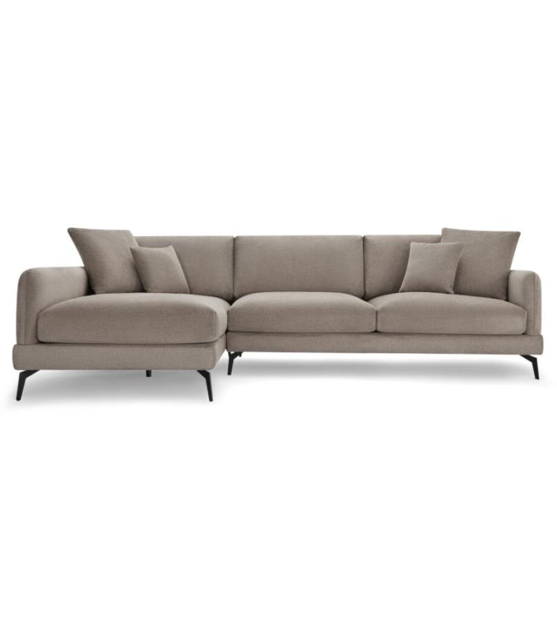 Elegant Sort Maggie Sofa med Venstre Chaiselong og Puder