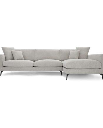 Elegant Sort Maggie Sofa med Højre Chaiselong og Puder