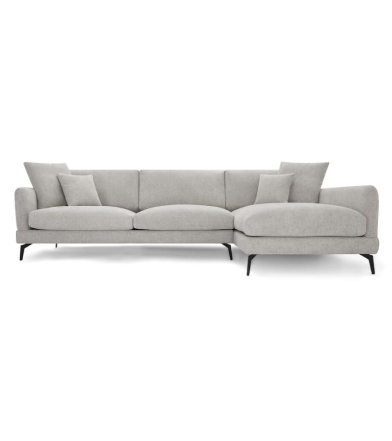Elegant Sort Maggie Sofa med Højre Chaiselong og Puder