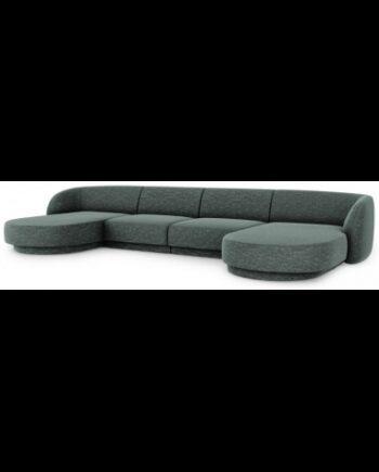 Moderne U-sofa i petroliumsfarvet chenille til hjemmet