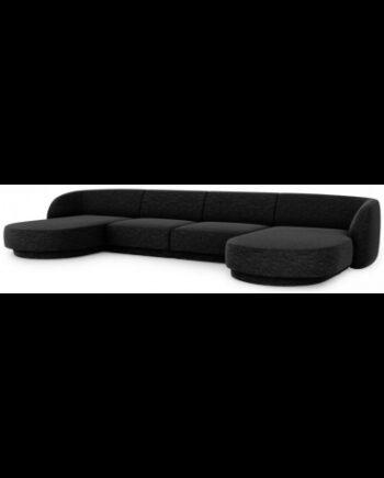 Elegant U-sofa i Sort Chenille – Stil og Komfort