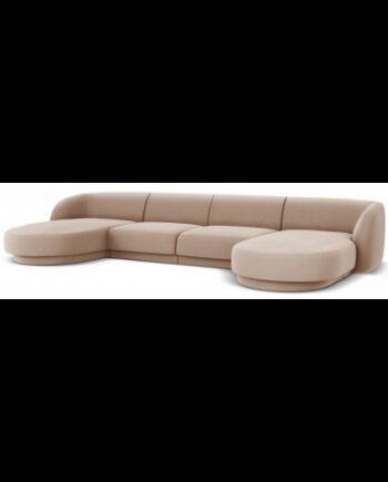 Miley U-sofa i cappuccino velour – Moderne elegance!