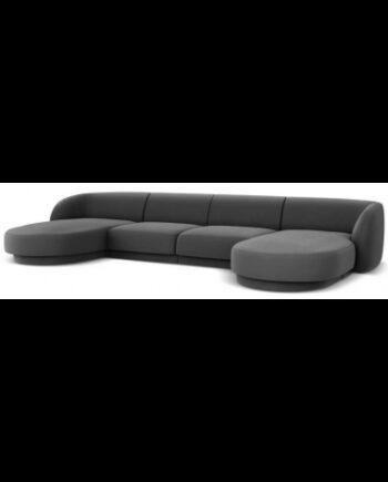 Miley U-sofa i grå velour – moderne stil til stuen