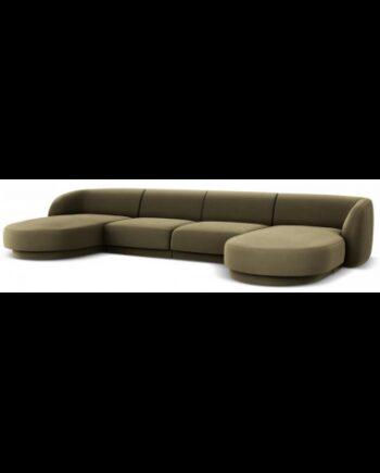 Elegant Grøn Velour U-sofa – Komforttilbud til Dit Hjem