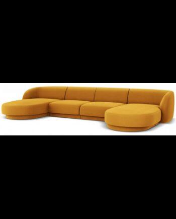 Moderne gul velour U-sofa – Stilfuld komfort til hjemmet