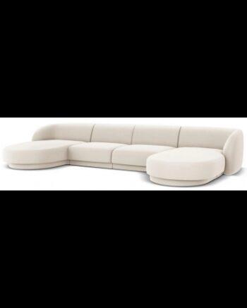 Miley U-sofa i lys beige velour – luksus til stuen!
