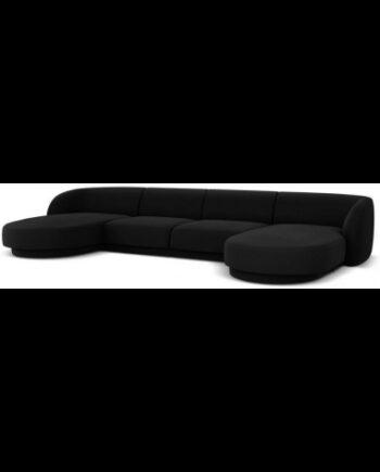 Miley U-sofa i sort velour – Stilfuld komfort til hjemmet