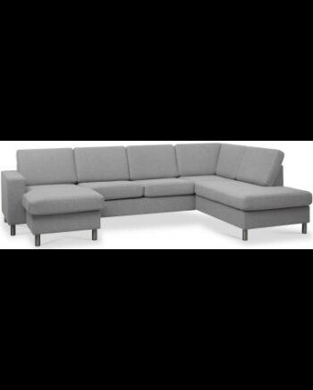 Moderne grå U-sofa med metalben – Stilfuld komfort til stuen