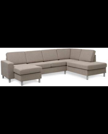 Moderne lysebrun U-sofa i polyester til stuen!