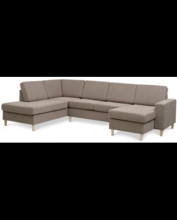 Moderne U-sofa i Lysebrun Polyester - Hurtig Levering!