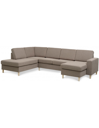 Moderne U-sofa i Lysebrun Polyester - Hurtig Levering!