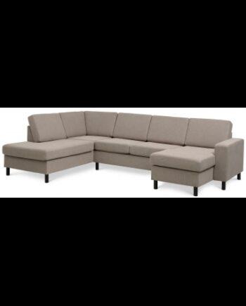 Moderne lysebrun U-sofa – Hurtig levering til stuen!