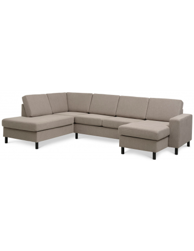 Moderne lysebrun U-sofa – Hurtig levering til stuen!