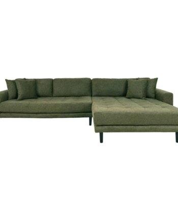 Elegant Olivengrøn Højrevendt Sofa med Puder – Komforttilbud!