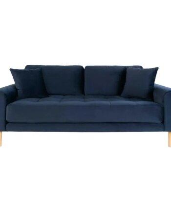 Mørkeblå Velour Sofa med Puder – HN1005 på Udsalg!