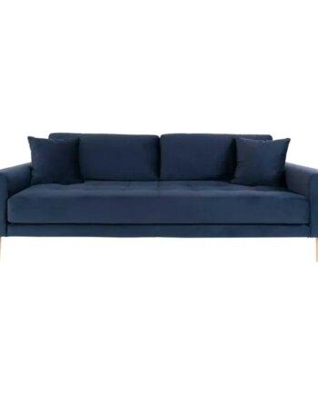 Mørkeblå Velour Sofa med Puder – Uimodståeligt Tilbud!