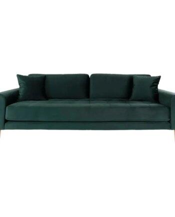 Elegant Mørkegrøn Velour Sofa med Puder - Stilfuld Elegance